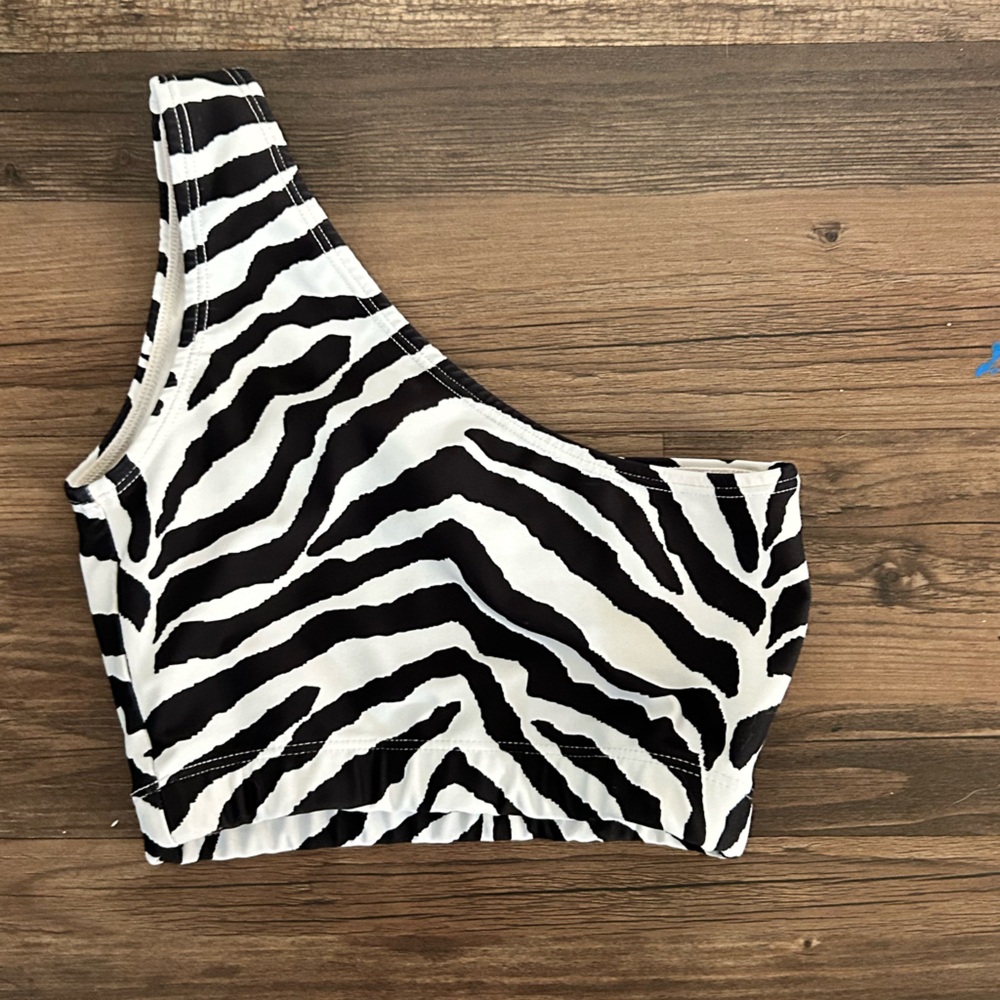 Year of ours single shoulder sports bra/ zebra/ xs
